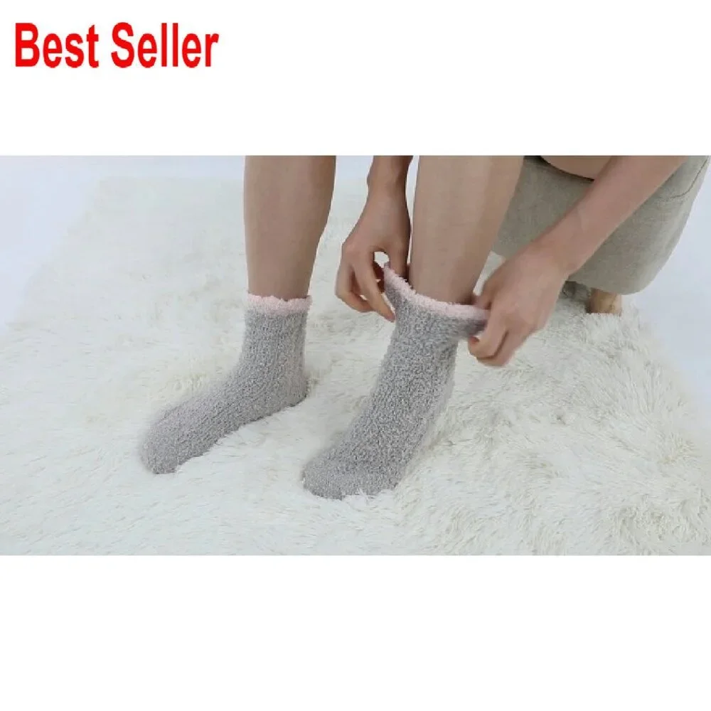 Super Soft Microfiber Slipper Socks Cozy Sleeping Crew Fuzzy Warm